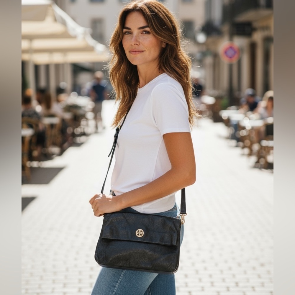 Tory Burch Black Leather Shoulder / Crossbody Bag